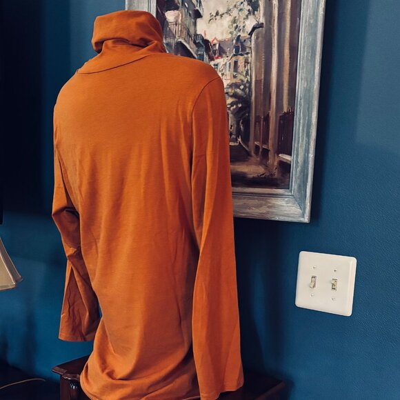 Cinnamon/Pumpkin colored Turtleneck Top by Peruvian Connection - Size XL - Picture 5 of 8